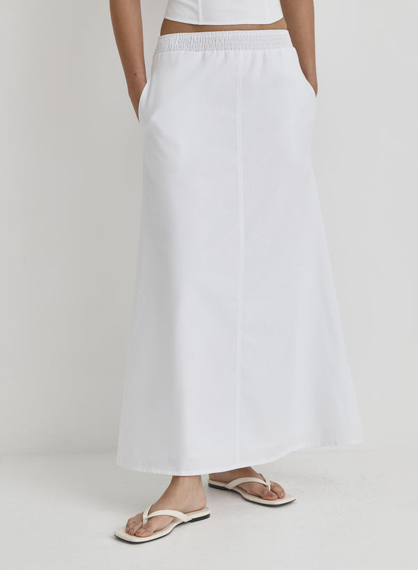 White Maxi Skirt With Pockets- Ryley
