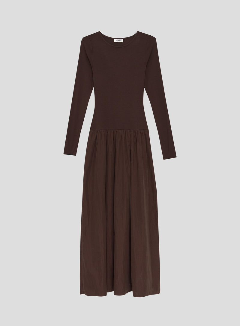 Chocolate Contrast Long Sleeve Maxi Dress- Rosie