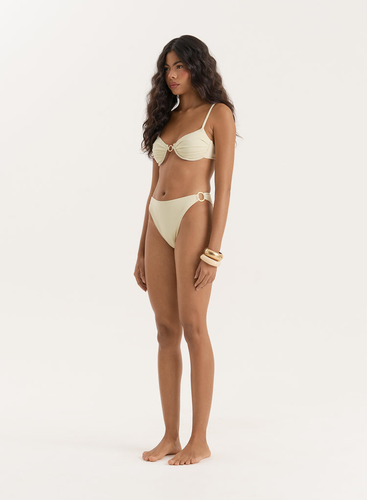 Cream Gold Buckle Underwired Bikini Top-Mayci