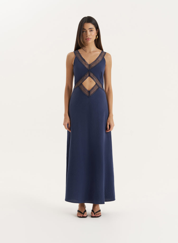 Navy Cut Out Maxi Dress- Briany