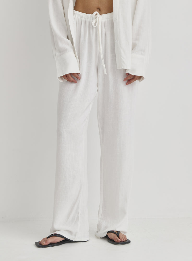 White Linen Loose Fit Trousers- Anna
