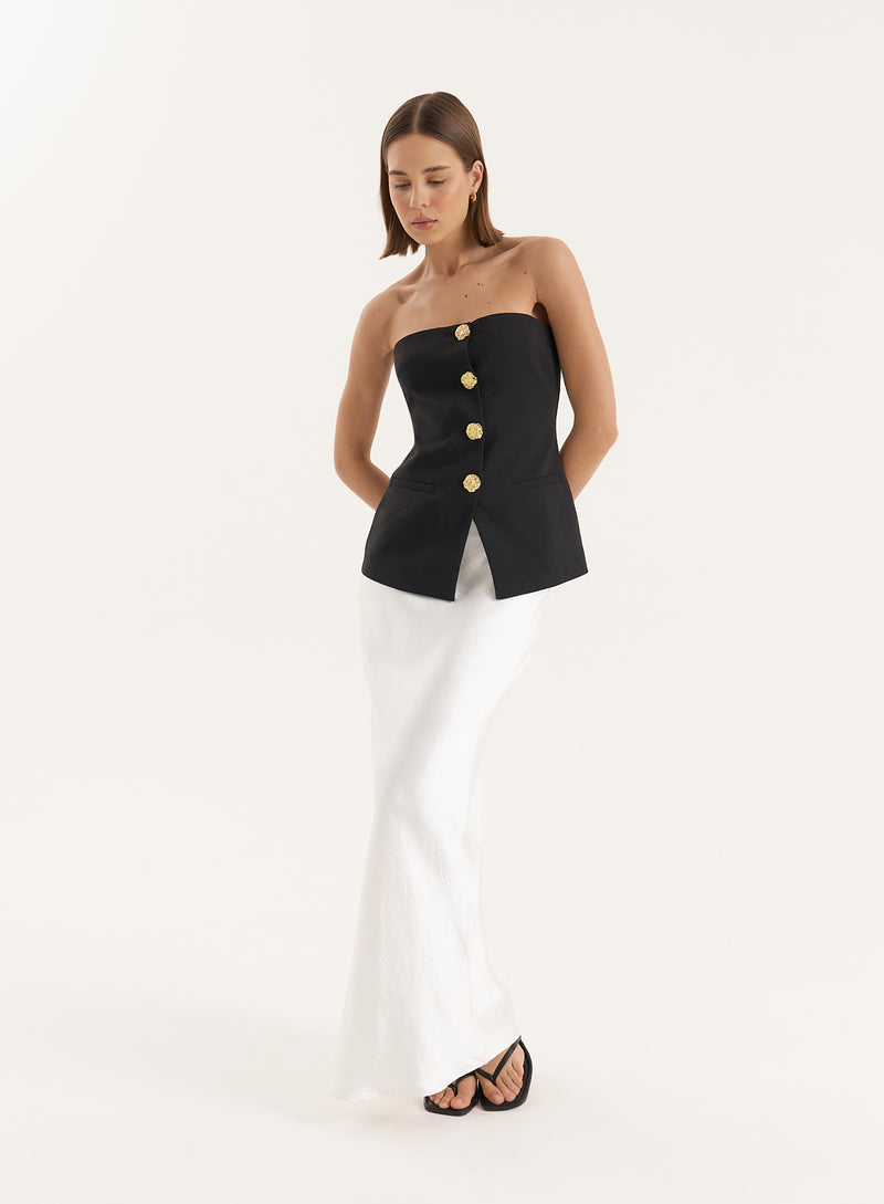 Black Tailored Gold Button Corset- Clare