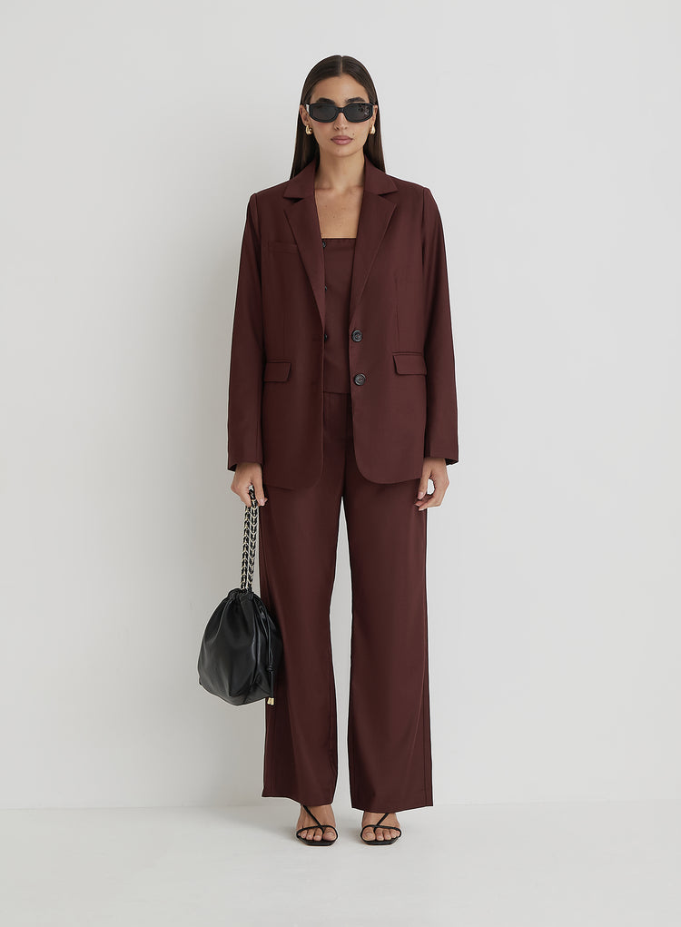 Brown Tailored Oversized Blazer- Crea