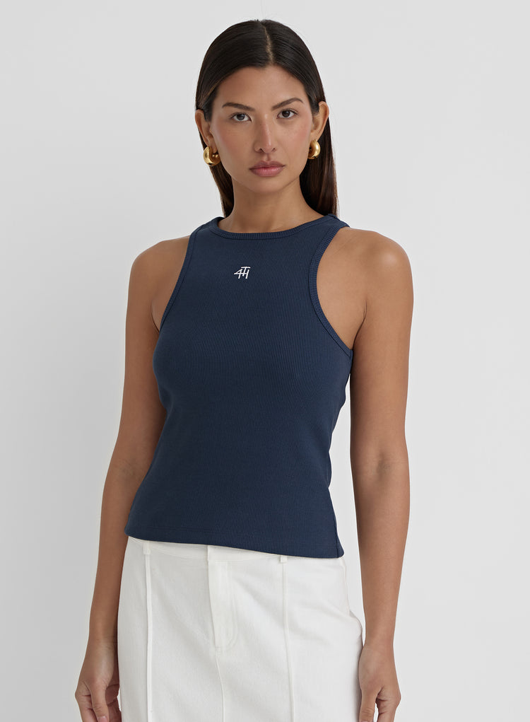 Navy 4th Branded Racer Vest Top- Everyday