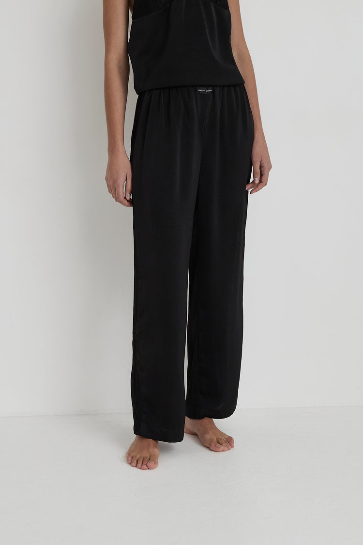 Black Satin Pyjama Trouser- Belle