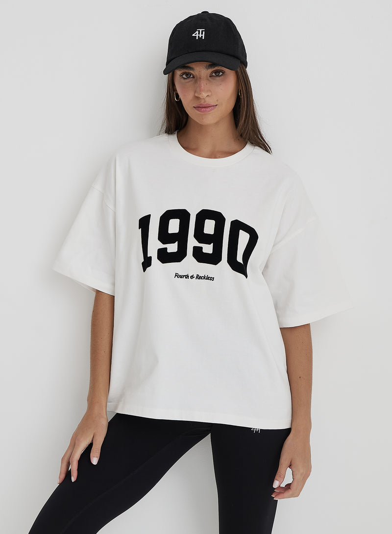 Oatmeal 1990 Slogan Oversized T-Shirt- Oran