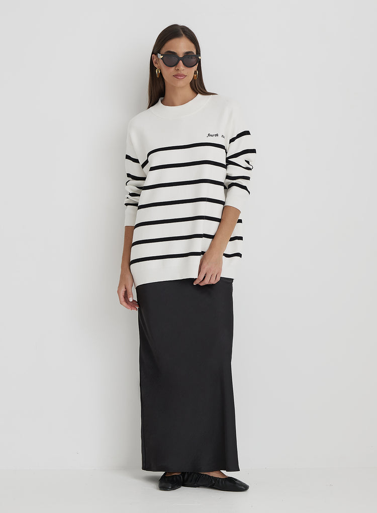 Cream And Navy Stripe Jumper- Myda