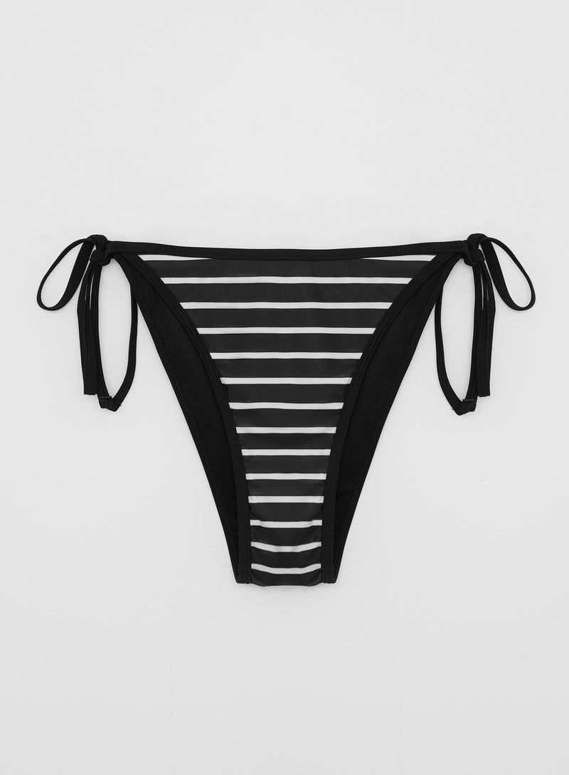 Black And White Stripe Bikini Bottom- Joliette