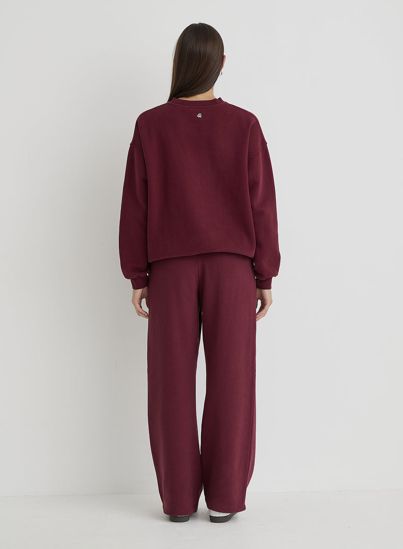 Burgundy Country Club Slogan Classic Longline Sweatshirt- Charli