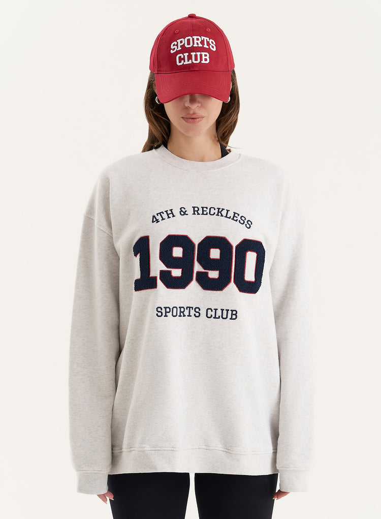 Grey 1990 Slogan Classic Longline Sweatshirt- Lila