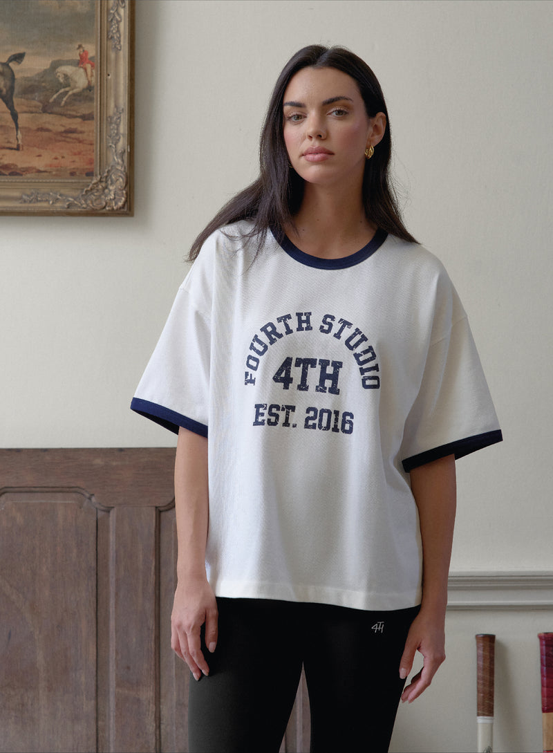 Cream Oversized Distressed Slogan T-Shirt- Finn