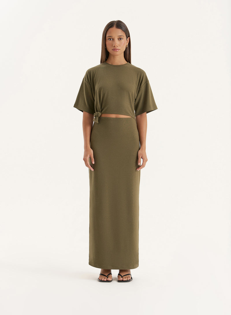 Olive Cut Out Maxi Dress- Summer