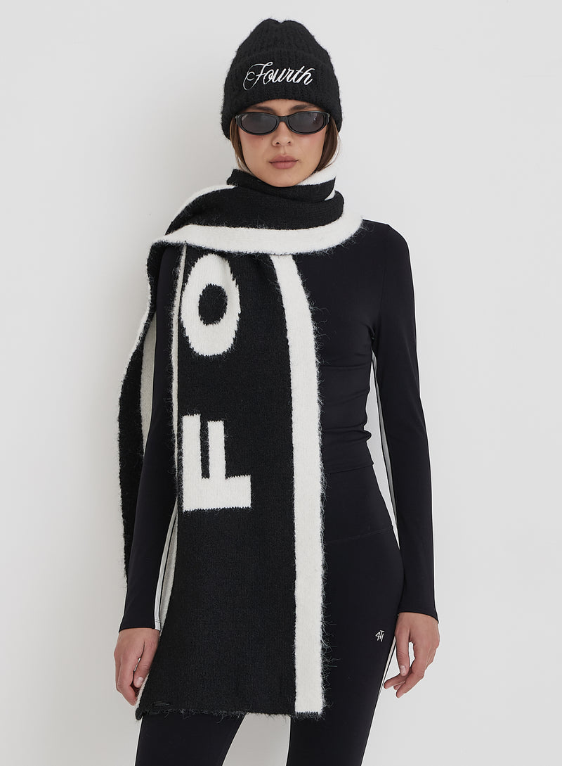 Black Fourth Branded Knitted Scarf- Letti