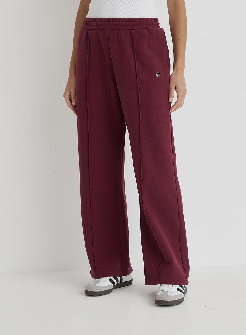 Burgundy 4th Wide Leg Branded Joggers- Fergie