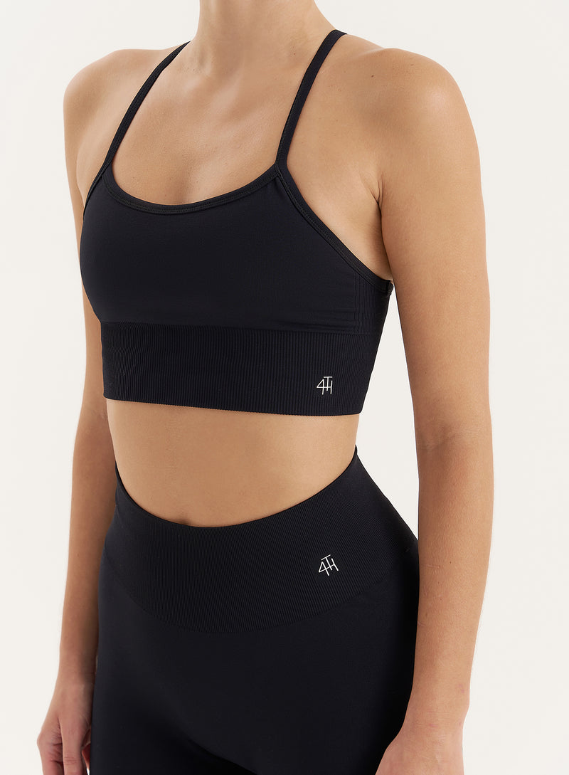 Black Racer Back Seamless Sports Bra- Jenna