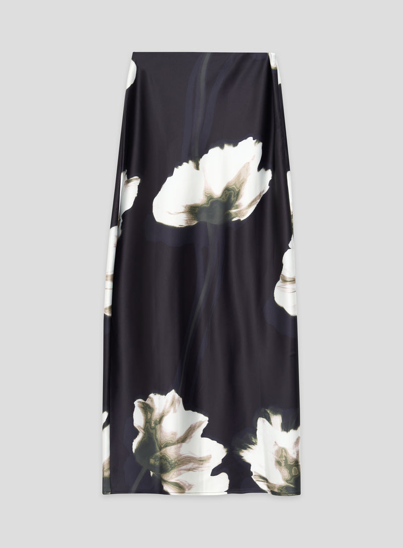 Floral Print Satin Maxi Skirt- Novah