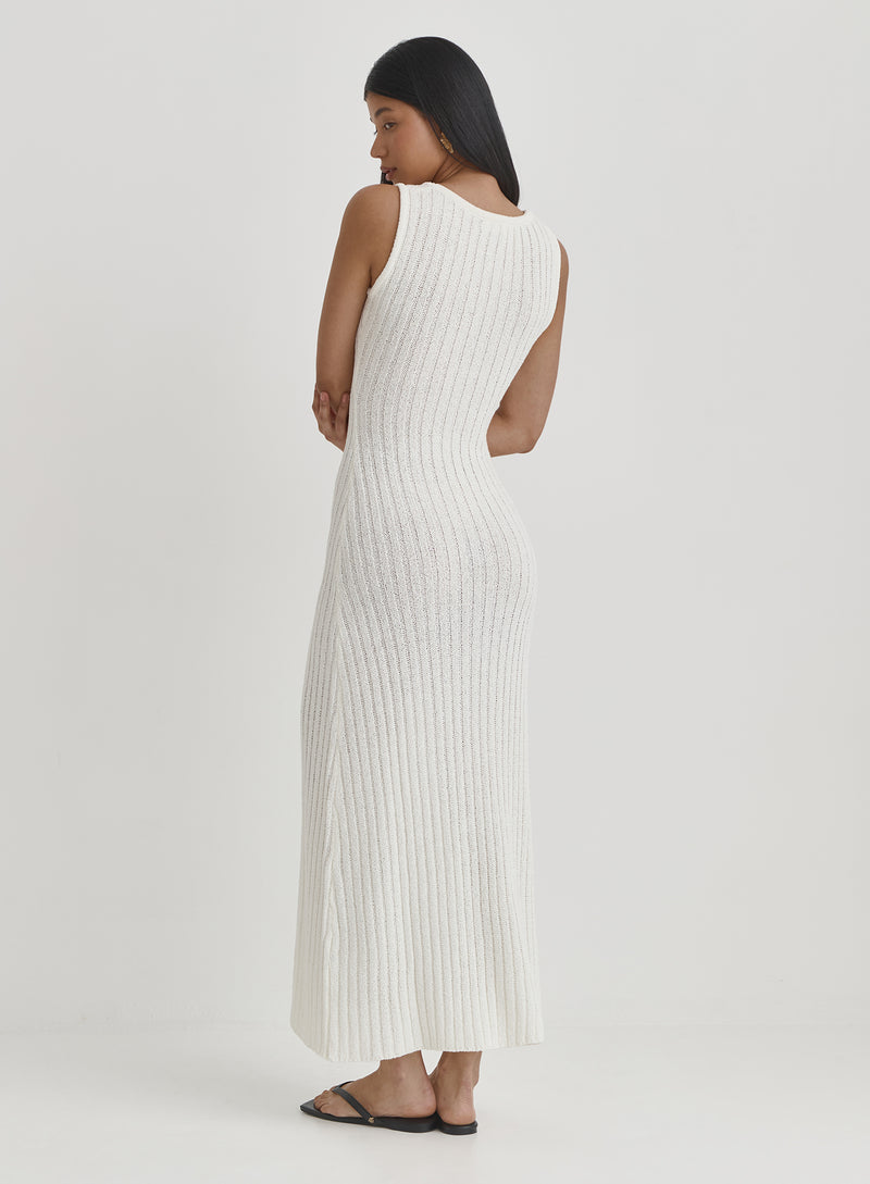 Cream Knit Maxi Dress- Cadie