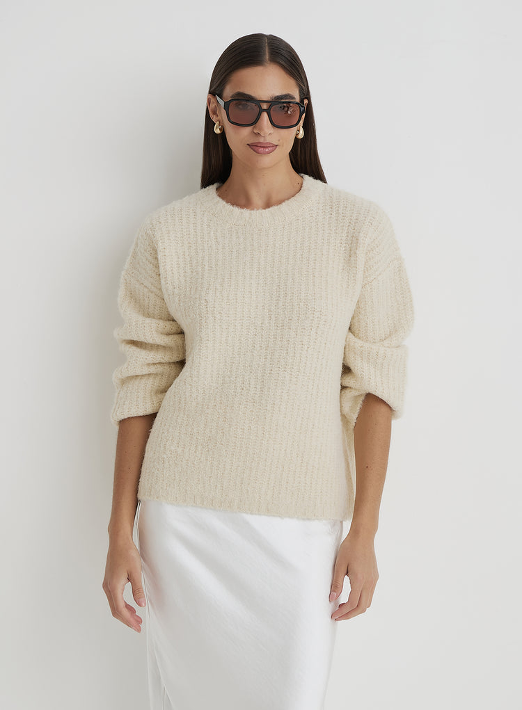 Cream Oversized Knitted Jumper- Abbie