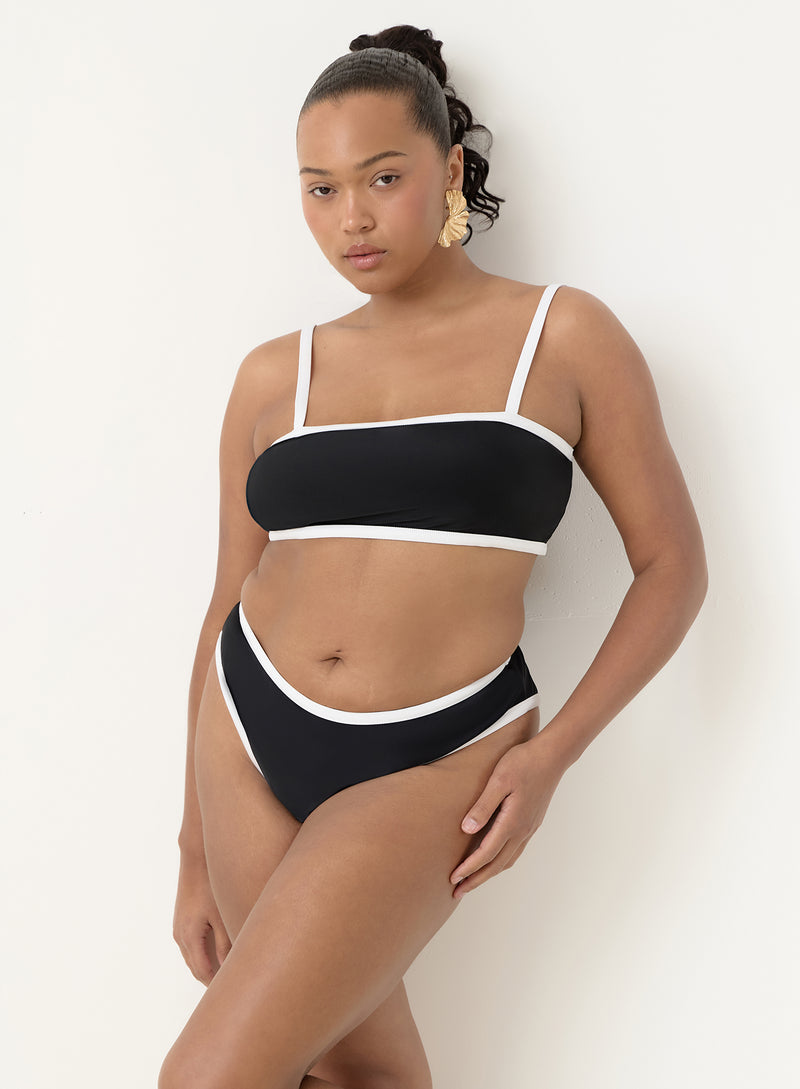 Black Contrast Trim Bikini Top- Cabo