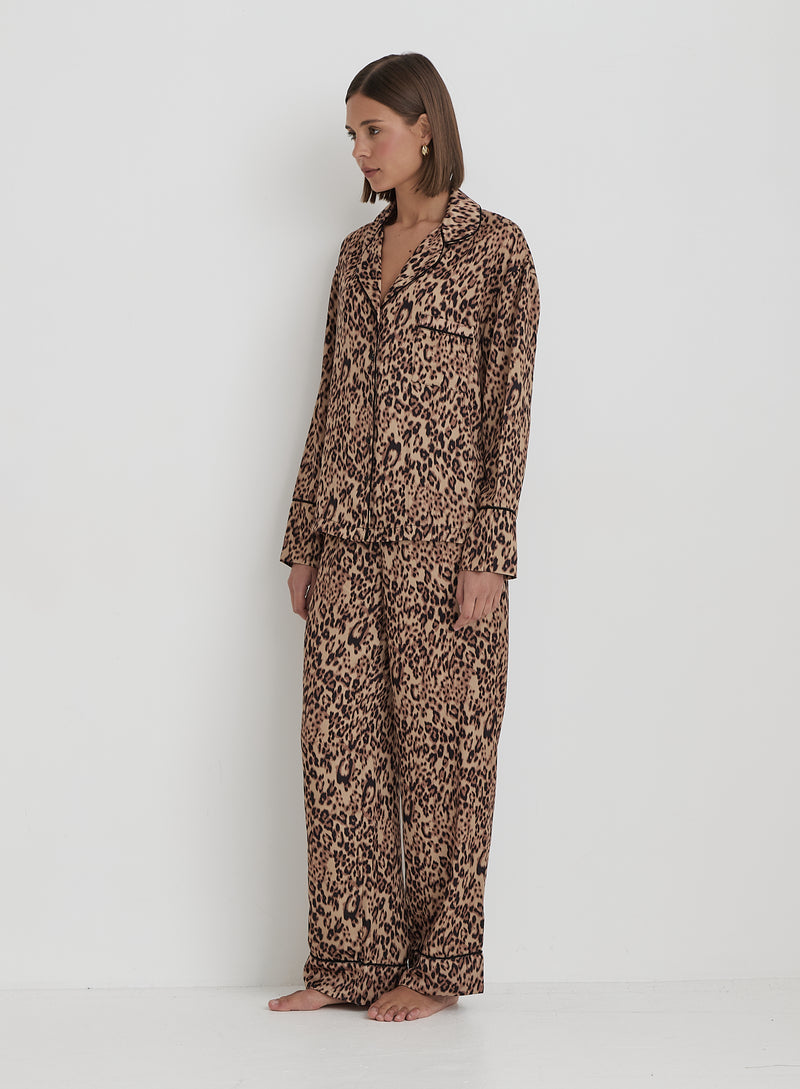 Leopard Print Satin Pyjama Trouser- Holly