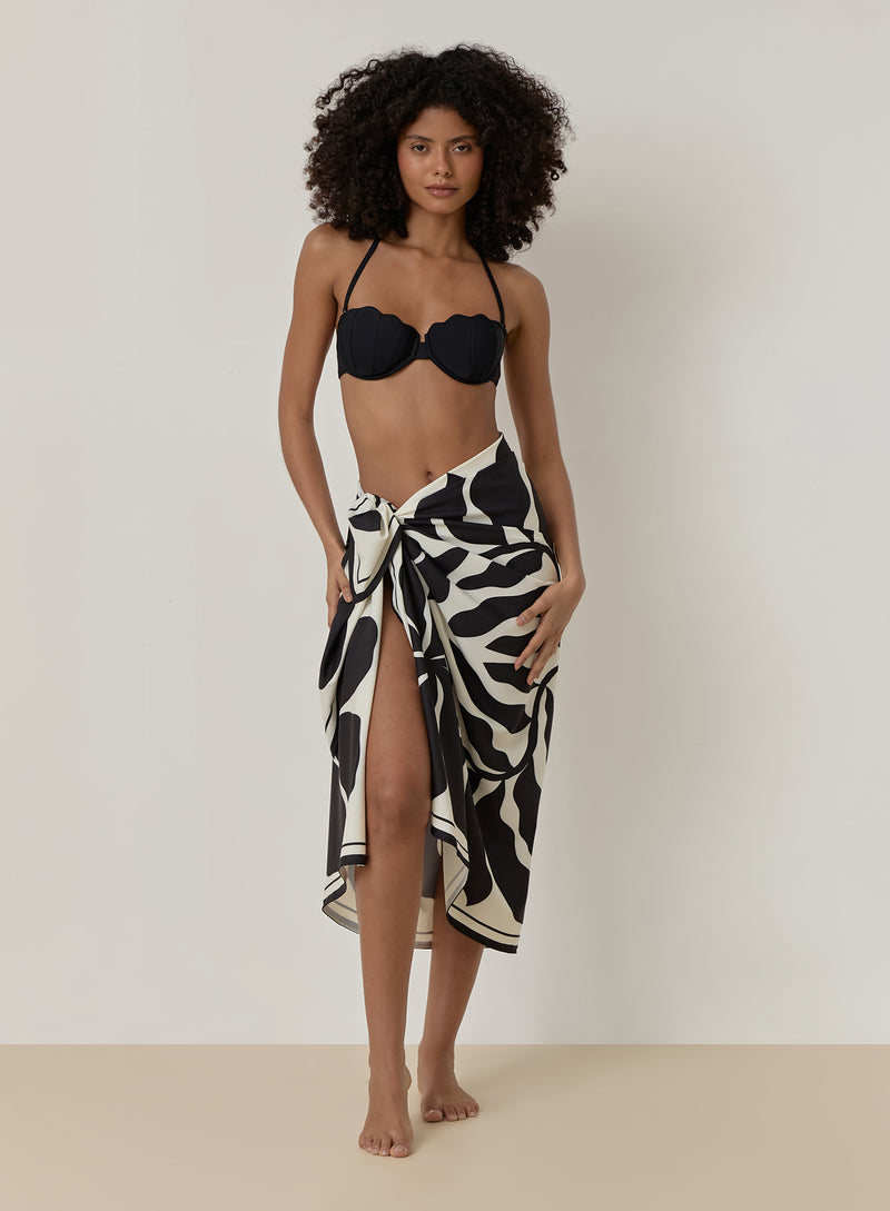 Black And Cream Printed Sarong- Bora