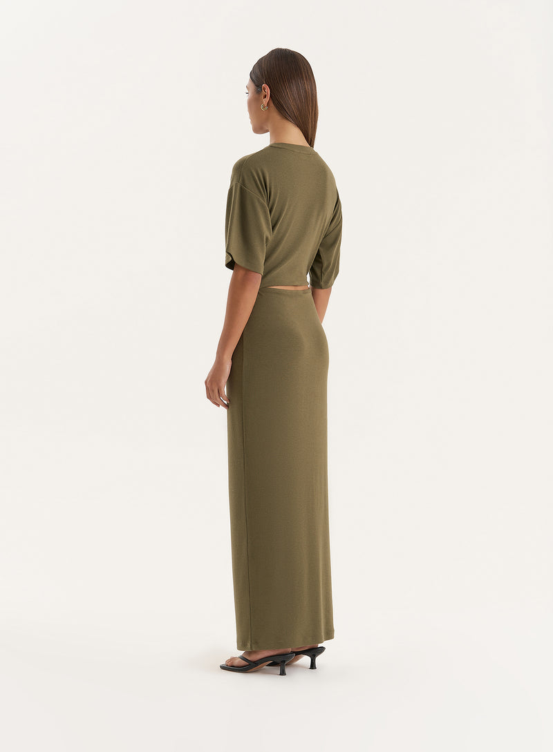 Olive Cut Out Maxi Dress- Summer