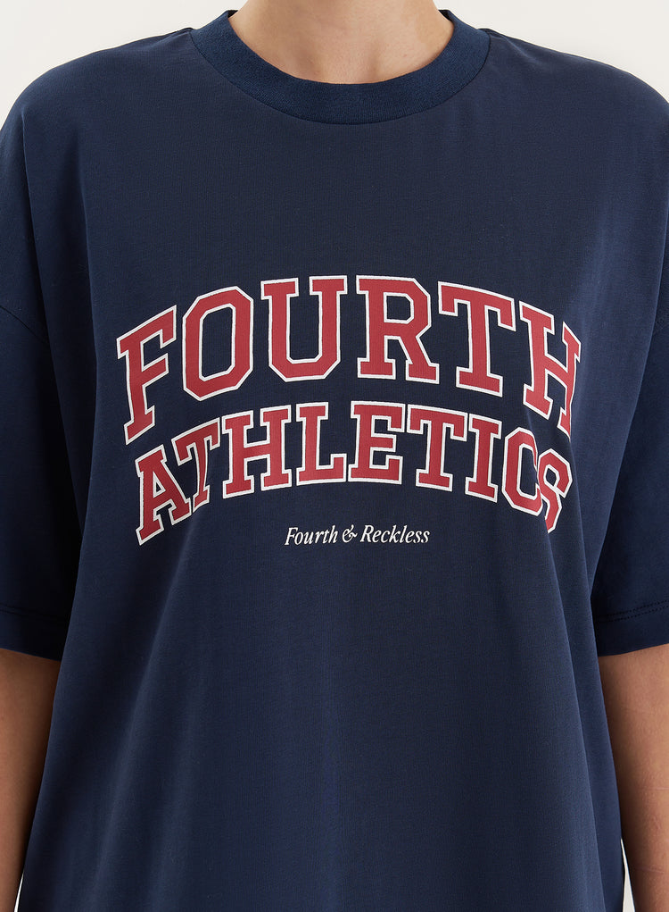 Navy Fourth Athletics Oversized T-Shirt- Siobhan