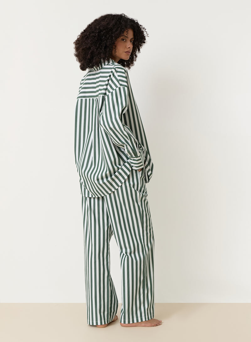 Green Stripe Oversized Shirt- Rio