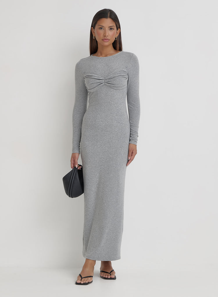 Grey Bust Detail Maxi Dress- Zofia