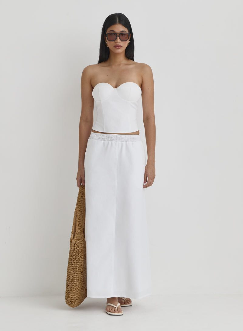 White Maxi Skirt With Pockets- Ryley