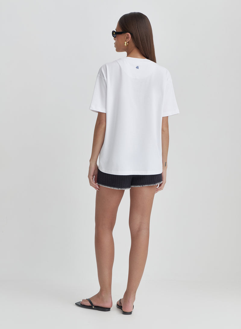 White St Tropez Slogan T-Shirt- Laurent