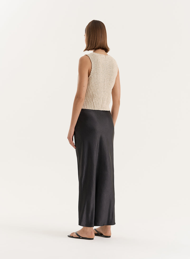 Beige Boucle Knit Sleeveless Waistcoat- Kristy