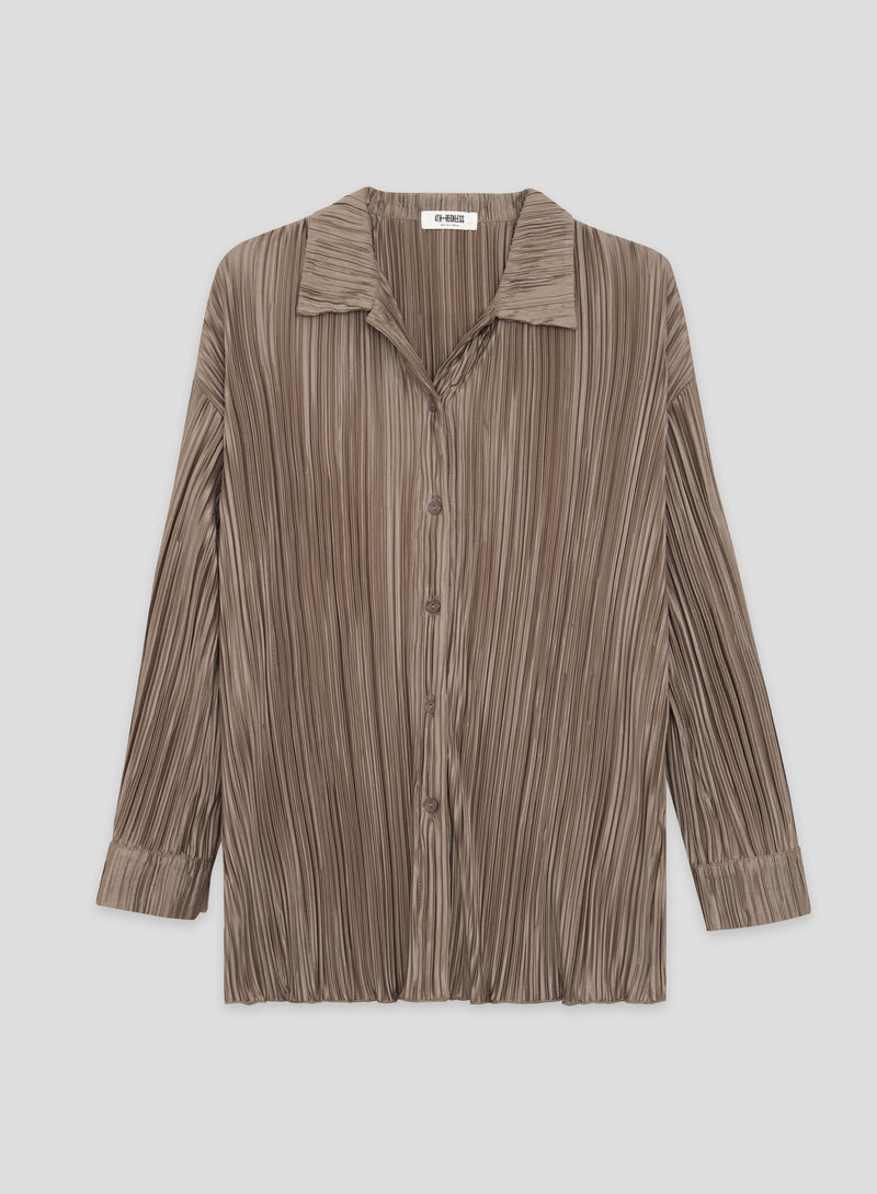 Olive Plisse Shirt- Palais