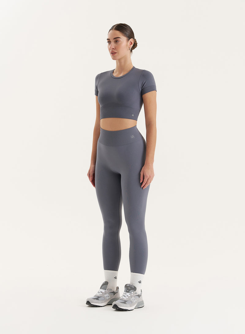 Grey Seamless Gym Crop Top- Brogan