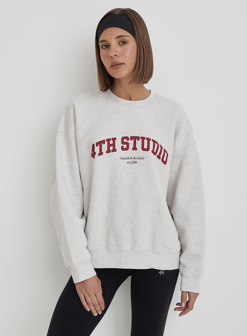 Grey 4th Studio Slogan Oversized Sweatshirt- Reece