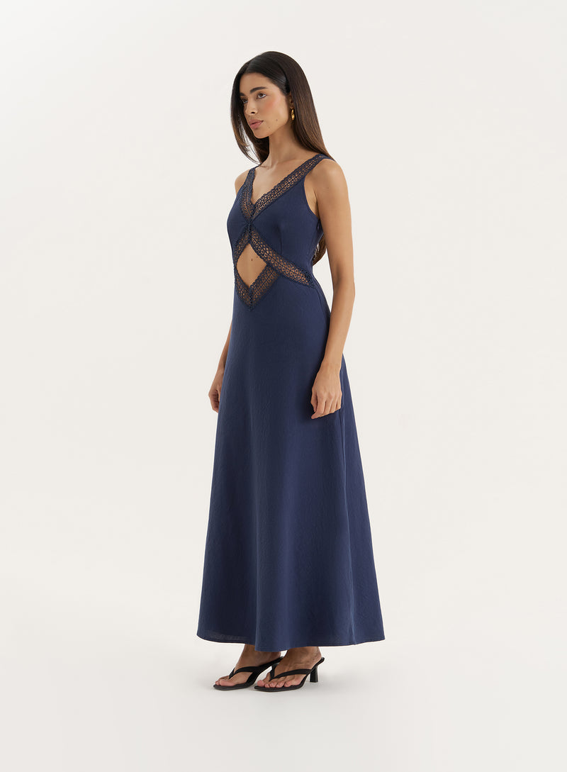 Navy Cut Out Maxi Dress- Briany