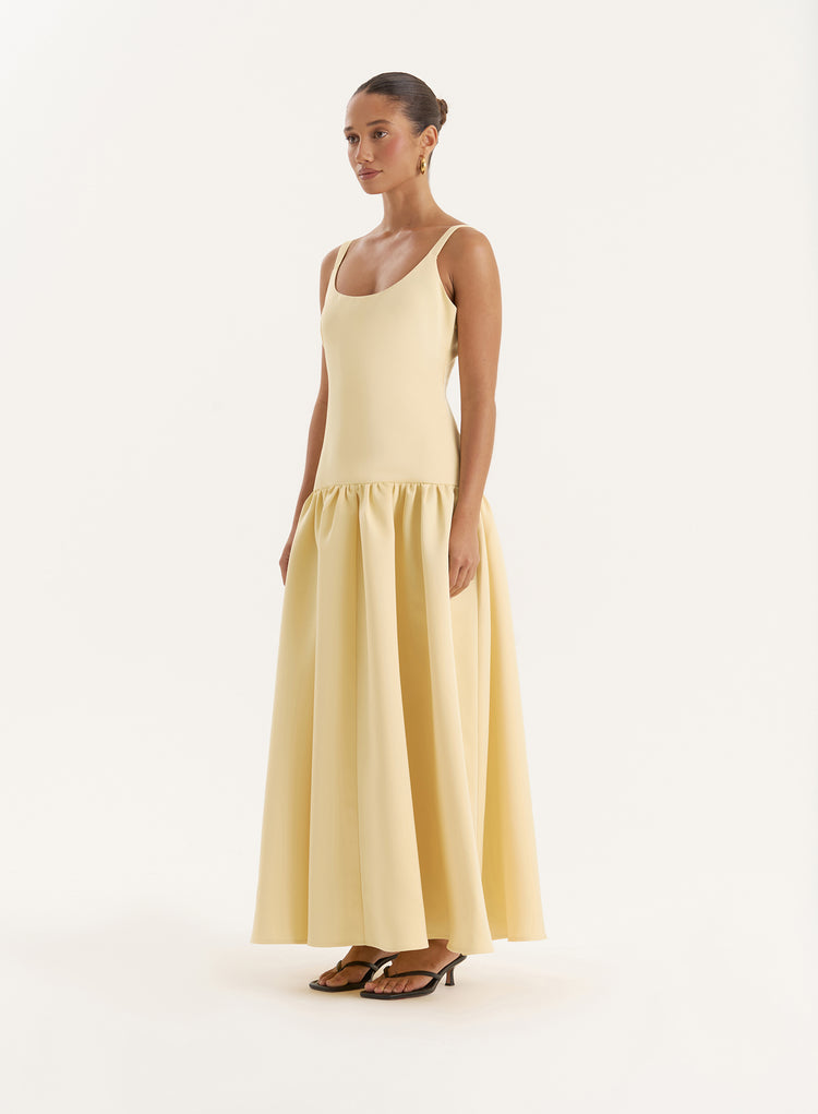 Yellow Drop Waist Maxi Dress- Melinie