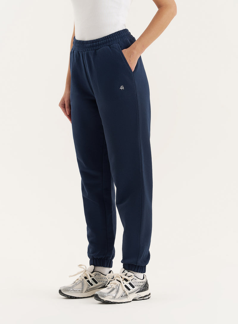 Navy Branded Cuffed Jogger- Ellie