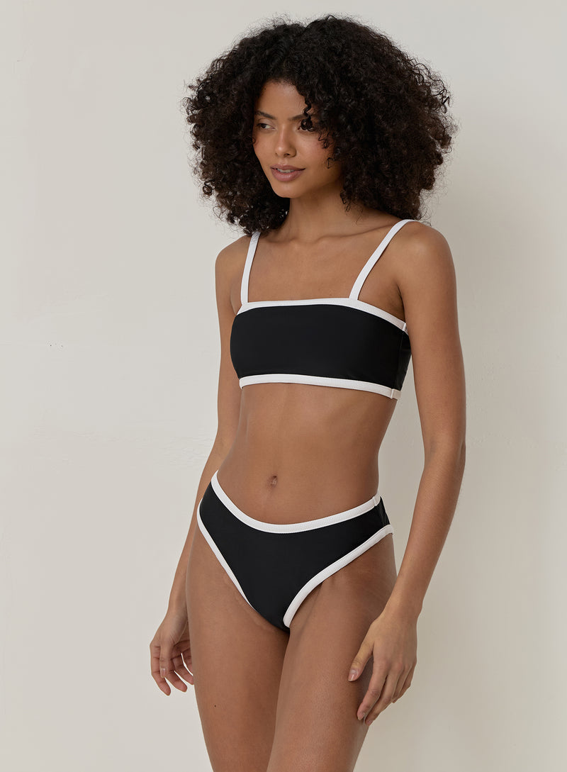 Black Contrast Trim Bikini Top- Cabo