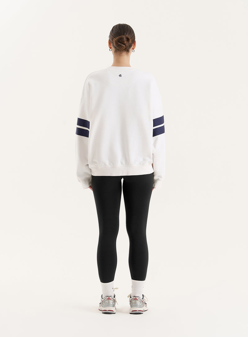 White Sports Club Slogan Oversized Sweatshirt- Stella