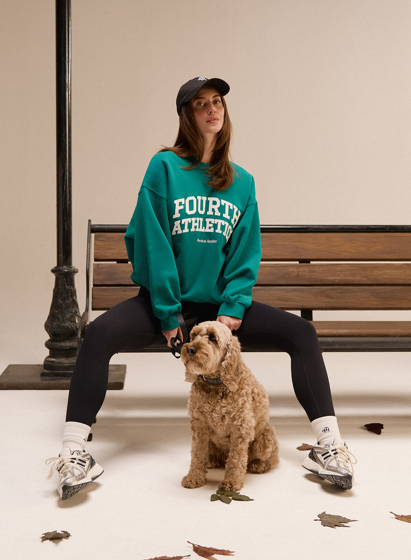 Green Fourth Athletics Slogan Oversized Sweatshirt- Aviva