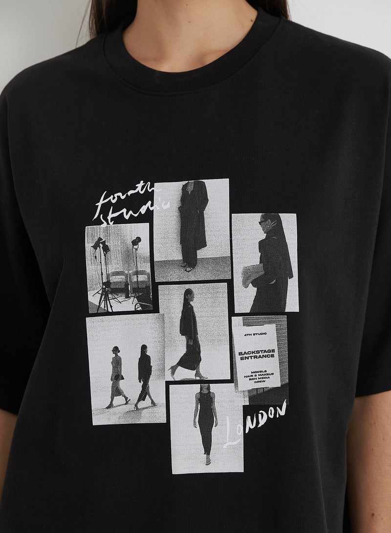 Black Catwalk Polaroid Graphic T-Shirt- Bruni