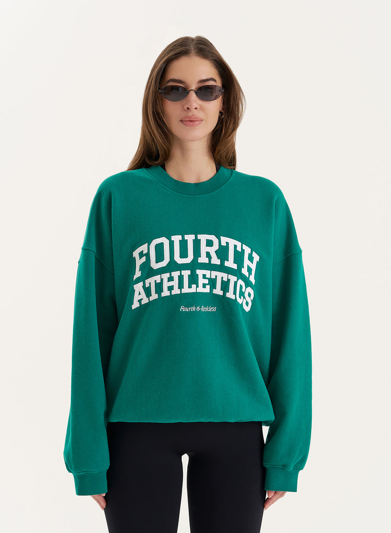 Green Fourth Athletics Slogan Oversized Sweatshirt- Aviva