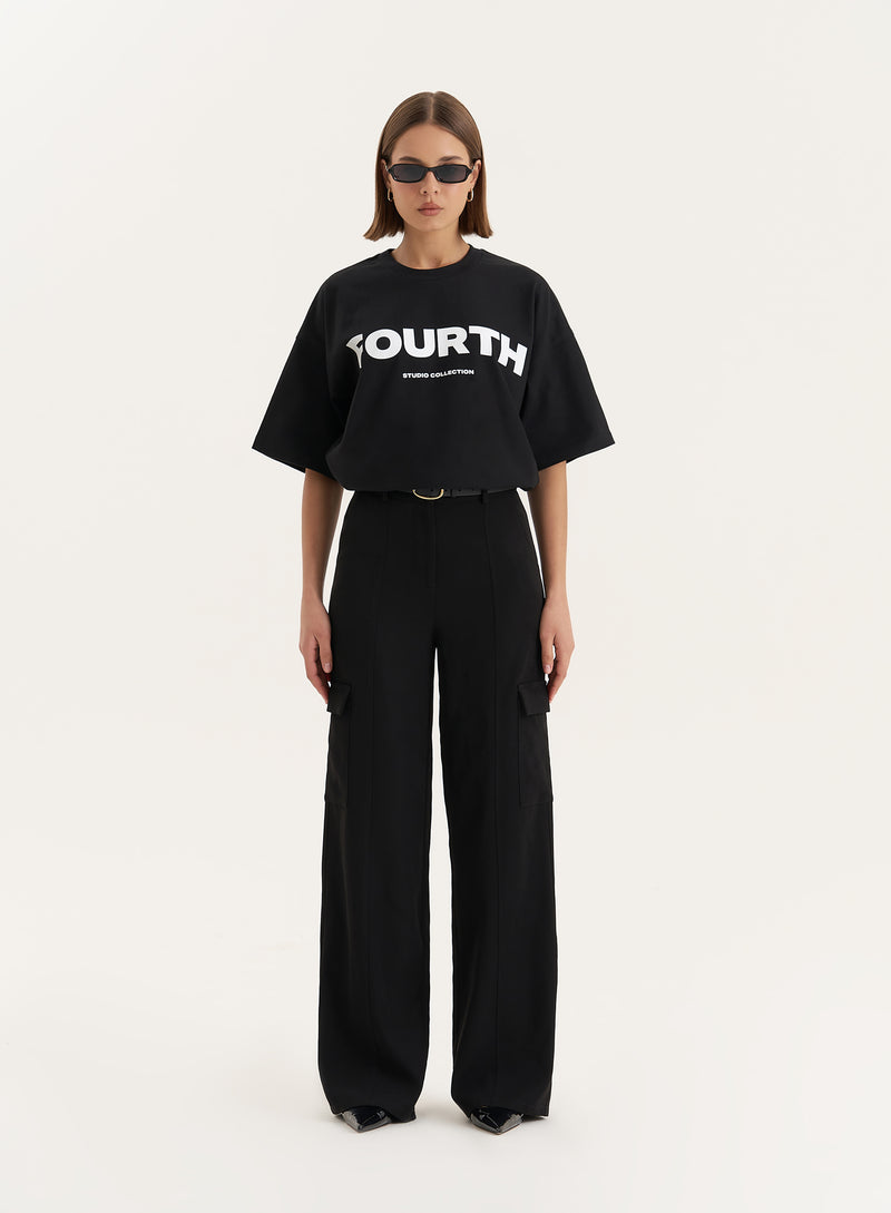 Black Fourth Branded Oversized T-Shirt- Hannah