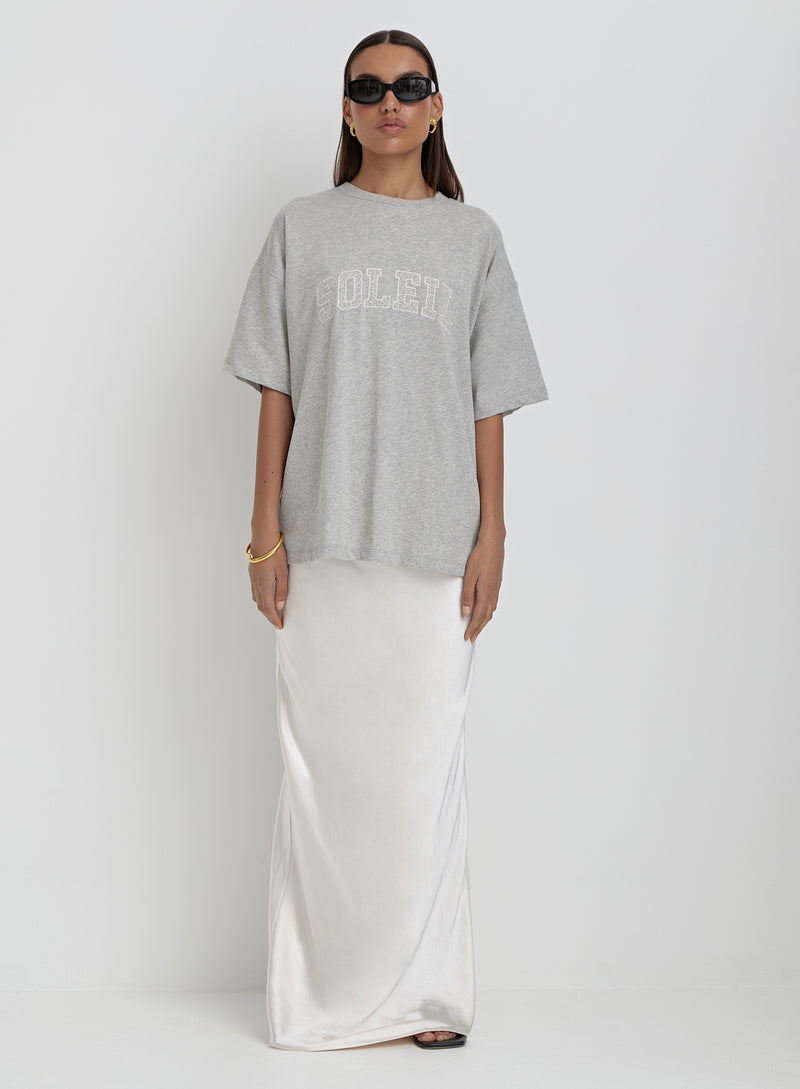 Grey Soleil Embroidered T-Shirt- Soleil