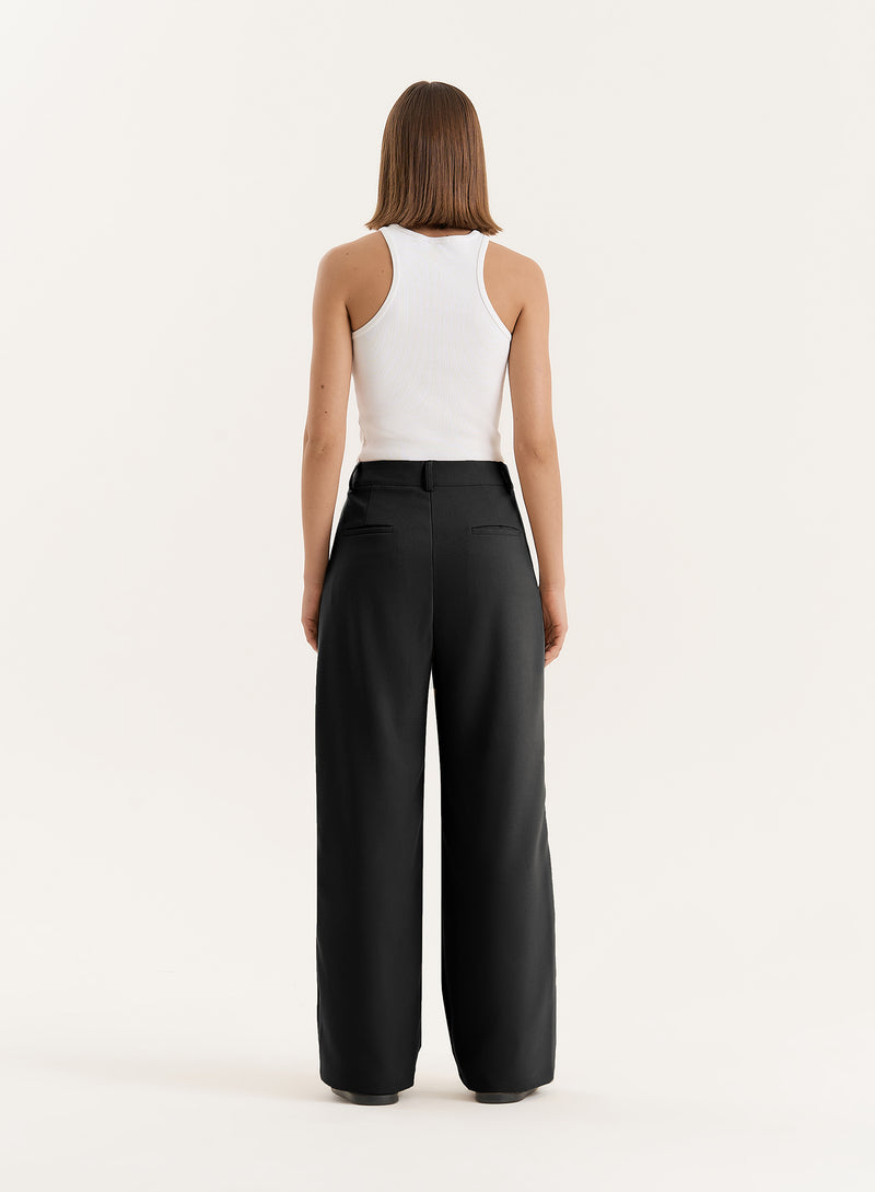 Black Tailored Wide Leg Trouser- Reese