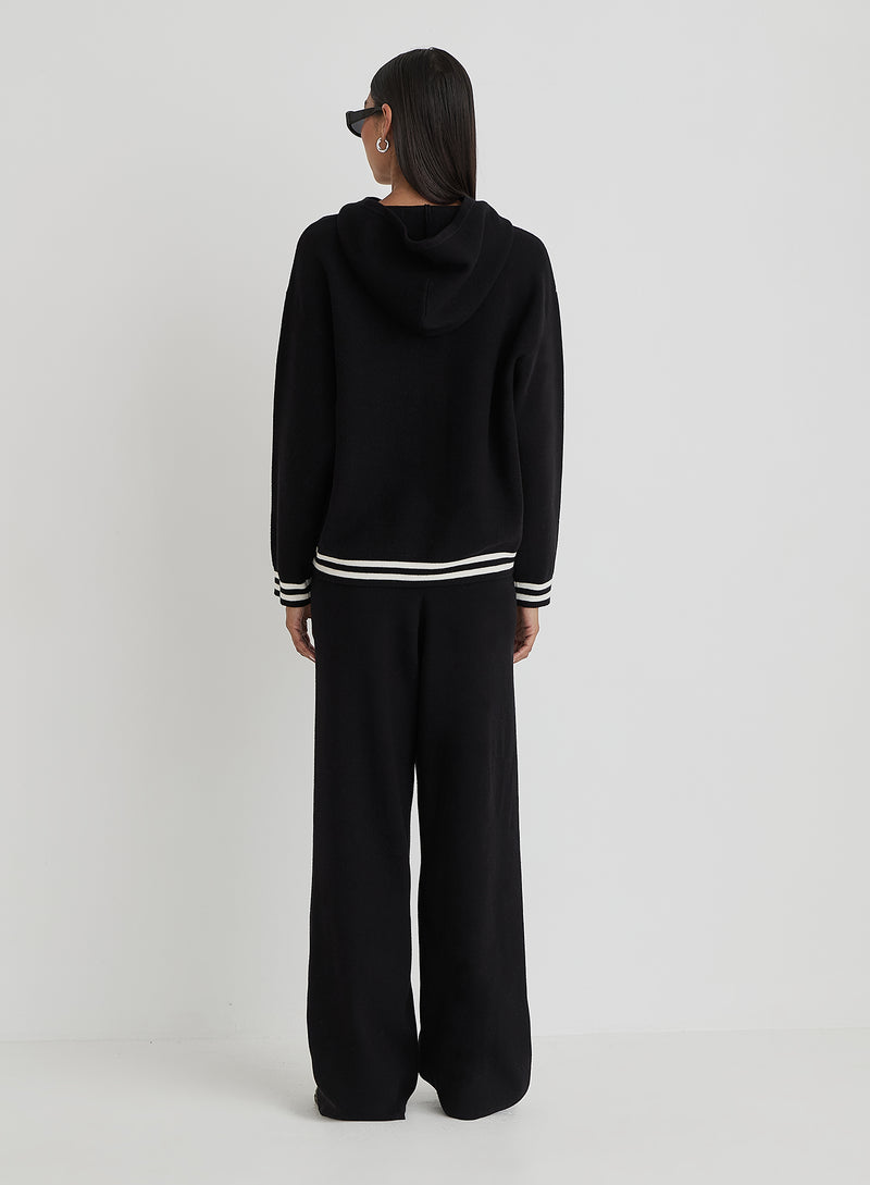 Black Knitted Wide Leg Trouser- Alexia