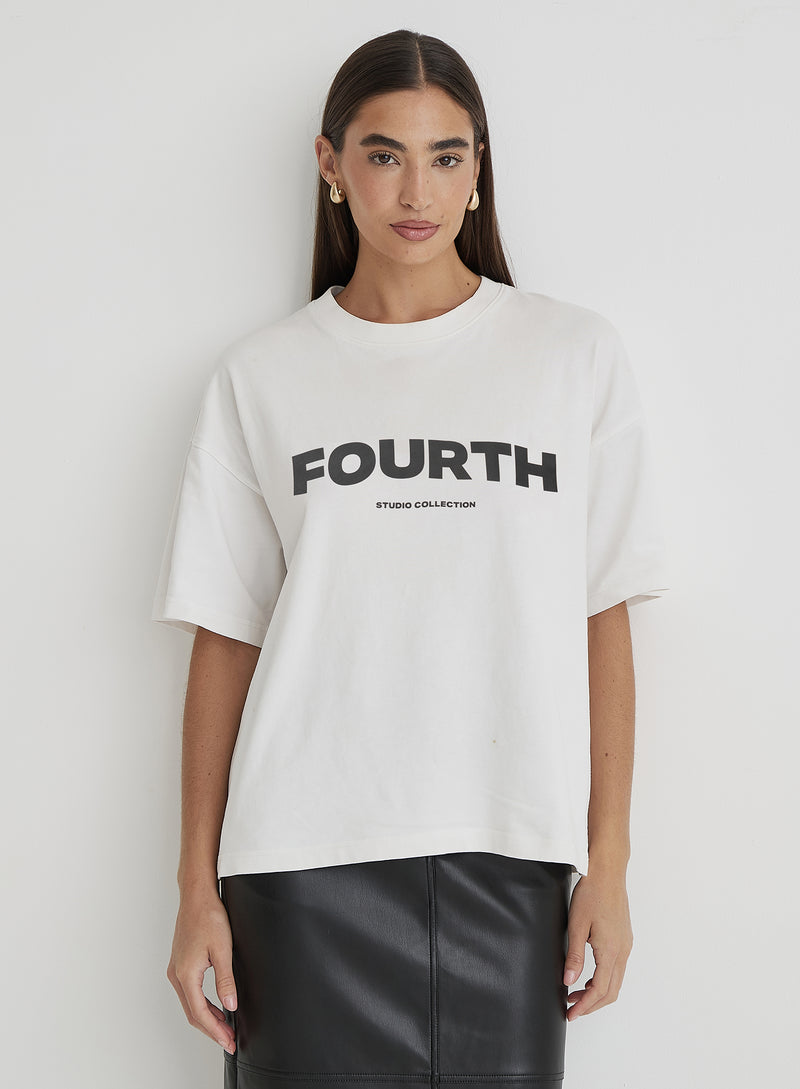 White Fourth Branded Oversized T-Shirt- Hannah