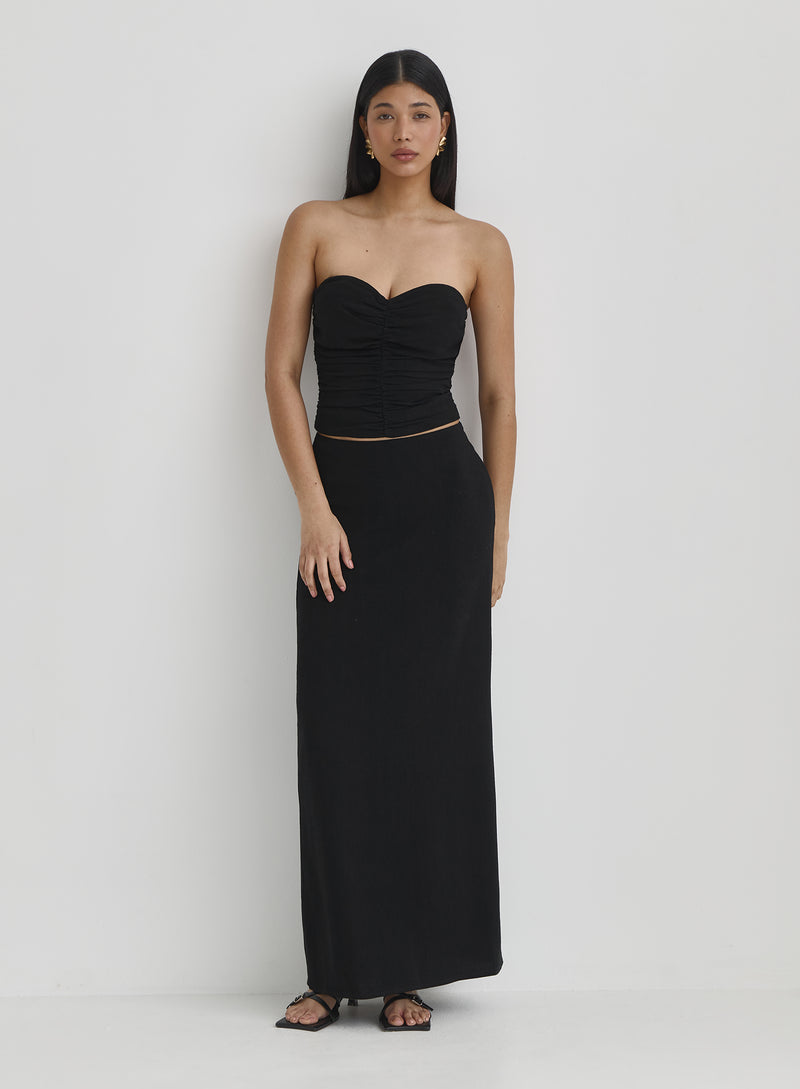 Black Linen Maxi Skirt- Nikaya