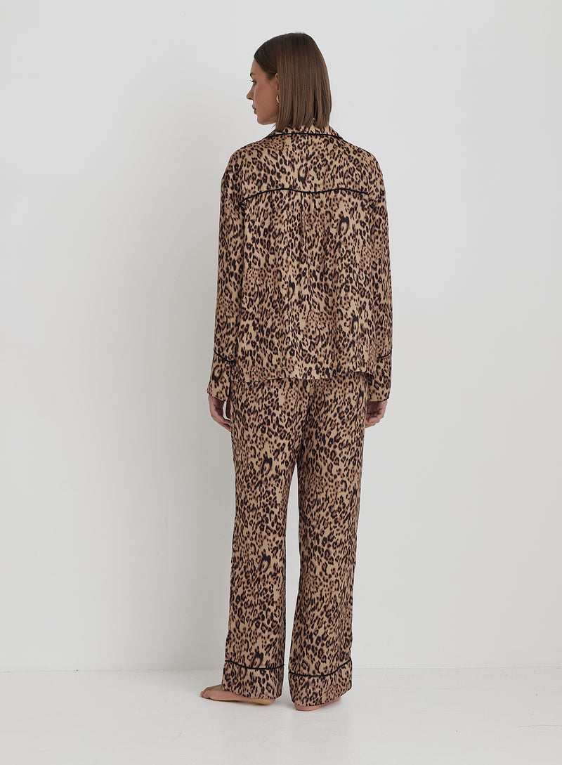 Leopard Print Satin Pyjama Trouser- Holly